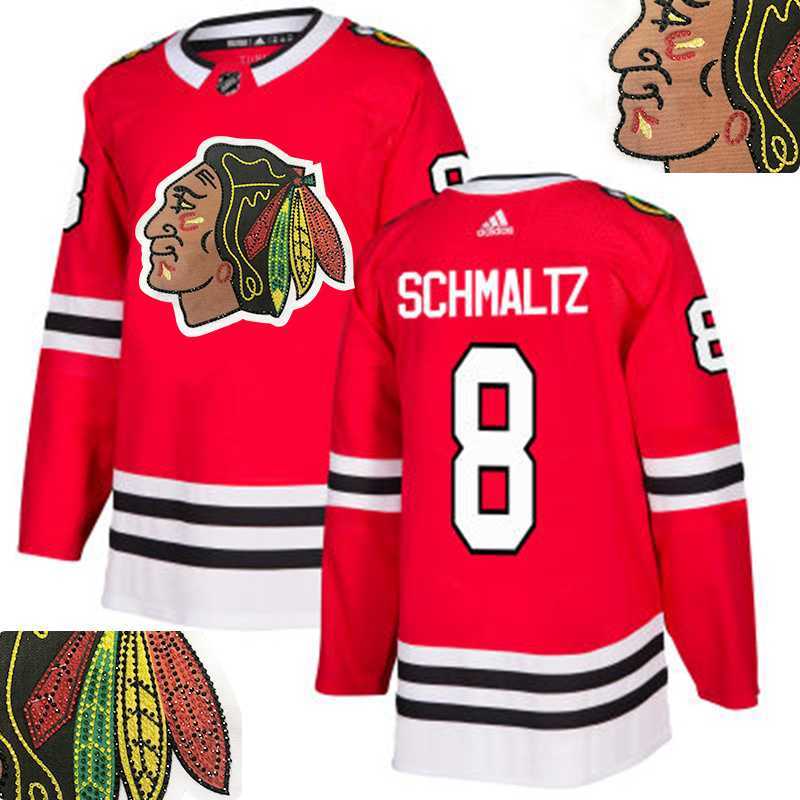Blackhawks #8 Schmaltz Red With Special Glittery Logo Adidas Jersey,We sell and wholesale Blackhawks #8 Schmaltz Red With Special Glittery Logo Adidas Jersey on line form chian!